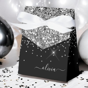Name des Monogramms für den Silver Black Girl Glit Geschenkschachtel