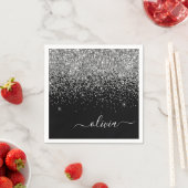 Name des Monogramms für den Silver Black Girl Glit Serviette (Beispiel)
