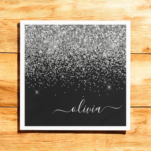 Name des Monogramms für den Silver Black Girl Glit Serviette