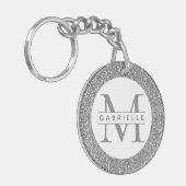 Name des Monogramms für den Silver Glitzer Schlüsselanhänger (Vorderseite links)