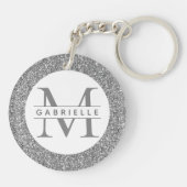 Name des Monogramms für den Silver Glitzer Schlüsselanhänger (Rückseite)