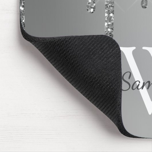 Name des Monogramms für den Silver Glitzer Sparkle Mousepad (Ecke)