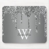 Name des Monogramms für den Silver Glitzer Sparkle Mousepad (Vorne)