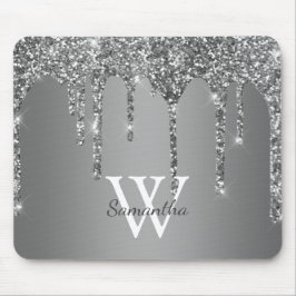 Name des Monogramms für den Silver Glitzer Sparkle Mousepad
