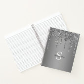 Name des Monogramms für den Silver Glitzer Sparkle Notizblock (Innenseite)
