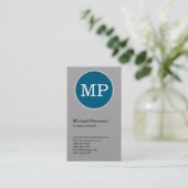 Name des Monogramms für den vertikalen grauen blau Visitenkarte (Stehend Vorderseite)