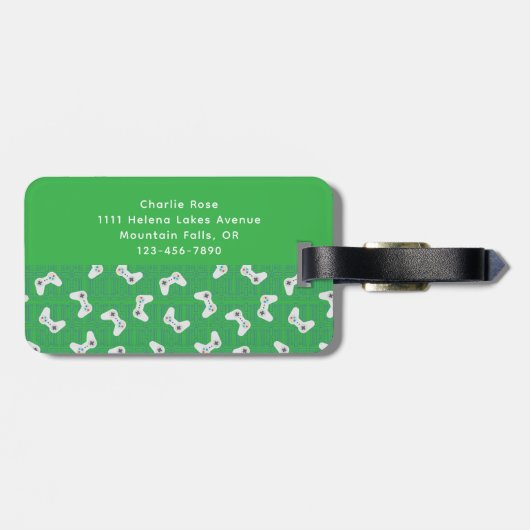 Name des Monogramms für den Videospielcontroller g Gepäckanhänger (Rückseite horizontal)