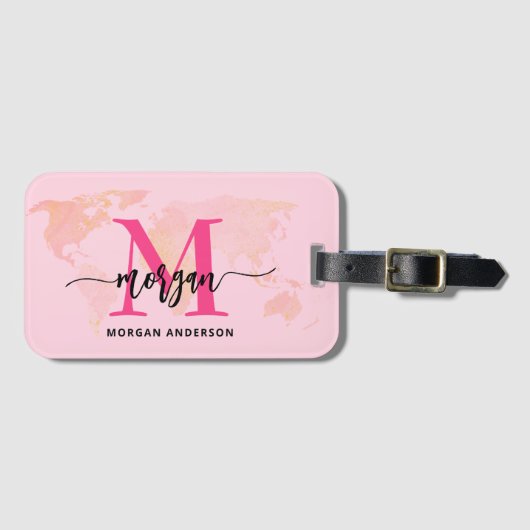 Name des Monogramms für den World Traveller in Hot Gepäckanhänger (Vorderseite (Horizontal))