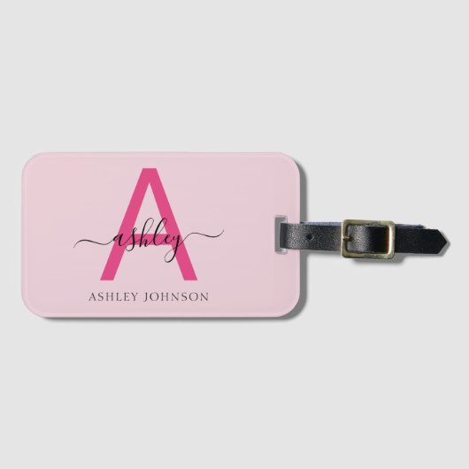 Name des Monogramms für den World Traveller in Hot Gepäckanhänger (Vorderseite (Horizontal))