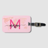 Name des Monogramms für den World Traveller in Hot Gepäckanhänger (Vorderseite (Horizontal))