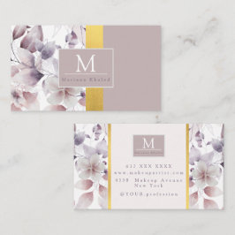 Name des Monogramms für die Floral Lila und gold Visitenkarte