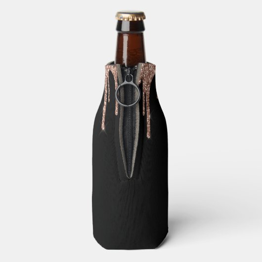 Name des Monogramms für die Girl-Rose-Gold-Drippin Flaschenkühler (Flasche Rückseite)