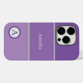 Name des Monogramms für die lila Violettfarbe Case-Mate iPhone Hülle (Rückseite (Horizontal))