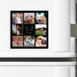 Name des Monogramms für die Sortierfolge des Fotos Magnetkarte<br><div class="desc">Benutzerdefiniertes Monogramm und Name mit familiengeführtem 8-Foto-Gitter,  elegante Schwarz-Weiß-Sake-Fotovorlage erstellen Ihre eigene Magnetkarte.        Ein nachdenkliches Geschenk für Weihnachten,  Familienjubiläum,  neue Zuhause-Hauswärmung oder Erntedank.</div>