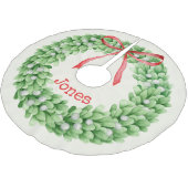 Name des Monogramms für die Wasserfarbe Weihnachte Polyester Weihnachtsbaumdecke (Schrägansicht)