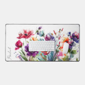 Name des Monogramms für die Wildblumen Aquarell Schreibtischunterlage (Tastatur & Maus)
