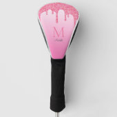 Name des Monogramms für elegante rosa Glitzer-Trop Golf Headcover (Vorderseite)
