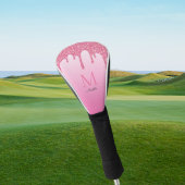 Name des Monogramms für elegante rosa Glitzer-Trop Golf Headcover