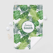 Name des Monogramms für grüne tropische Blätter Golfhandtuch (Insitu)