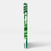 Name des Monogramms für grüne tropische Blätter iPhone Hülle (Linke Seite)