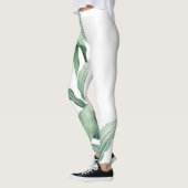Name des Monogramms für grüne tropische Blätter Leggings (Links)