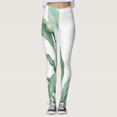 Name des Monogramms für grüne tropische Blätter Leggings (Vorderseite)