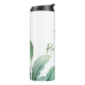 Name des Monogramms für grüne tropische Blätter Thermosbecher (Nach links gedreht)