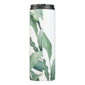 Name des Monogramms für grüne tropische Blätter Thermosbecher (Rückseite)
