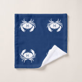 Name des Monogramms für moderne Nautic Navy Blue C Badhandtuch Set (Waschlappen)