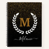 Name des Monogramms für personalisierte Schwarze G Notizblock (Vorderseite)