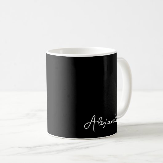 Name des Monogramms für Schwarz-weißes Einfaches C Kaffeetasse (VorderseiteRechts)