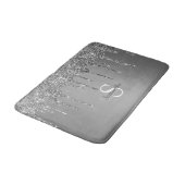 Name des Monogramms für Tropfen des Silver Glitzer Badematte (Schrägansicht)