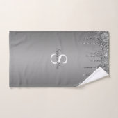 Name des Monogramms für Tropfen des Silver Glitzer Badhandtuch Set (Handtuch)