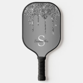 Name des Monogramms für Tropfen des Silver Glitzer Pickleball Schläger