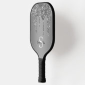 Name des Monogramms für Tropfen des Silver Glitzer Pickleball Schläger (Links)