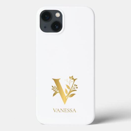 Name des Monogramms für weiß und Gold Case-Mate iPhone Hülle (Rückseite)