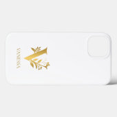 Name des Monogramms für weiß und Gold Case-Mate iPhone Hülle (Rückseite (Horizontal))