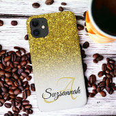 Name des Monogramms Gold Glitzer Ombre Case-Mate iPhone Hülle