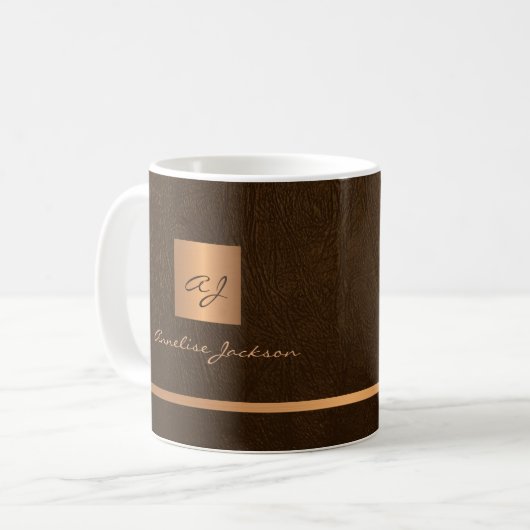 Name des Monogramms Gold personalisiert Kaffeetasse (Vorderseite Links)