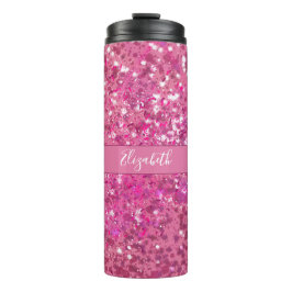 Name des Monogramms, Hot-Pink-Glitzer Thermosbecher