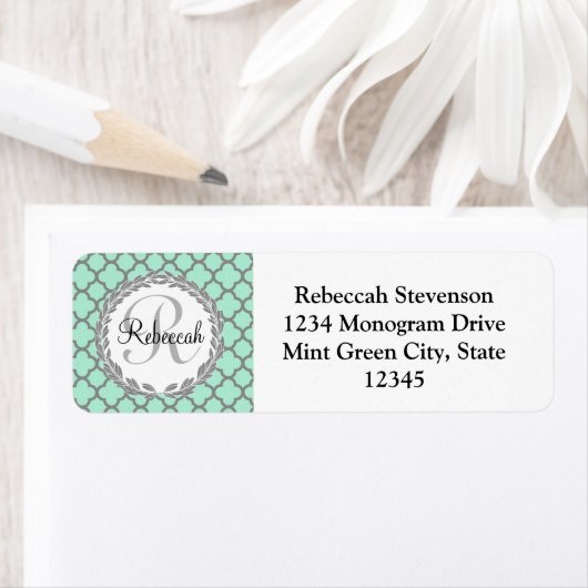 Name des Monogramms hübsch, grün und grau (Insitu)