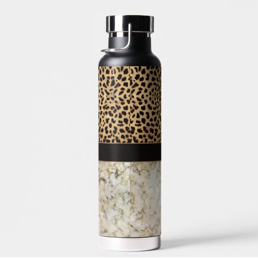 Name des Monogramms Leopard Spot Marble Trinkflasche (Rechts)