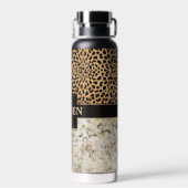 Name des Monogramms Leopard Spot Marble Trinkflasche (Rückseite)