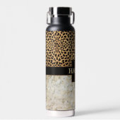 Name des Monogramms Leopard Spot Marble Trinkflasche (Vorne)