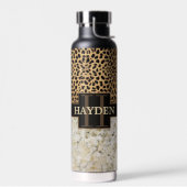 Name des Monogramms Leopard Spot Marble Trinkflasche (Links)