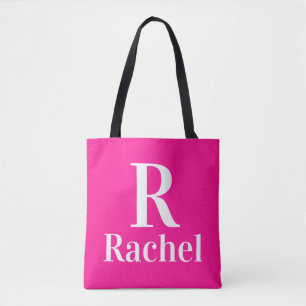 Name des Monogramms Modern Hot Pink Tasche