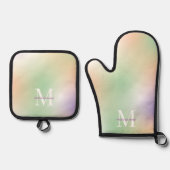 Name des Monogramms Pastel Gradient Initial Schlic Ofenhandschuh & Topflappen-Set (Vorderseite)