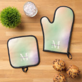 Name des Monogramms Pastel Gradient Initial Schlic Ofenhandschuh & Topflappen-Set (Oben Unten)