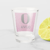 Name des Monogramms, rosafarbener Name Print 1,5 o Schnapsglas (Rückseite)