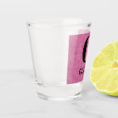 Name des Monogramms, rosafarbener Name Print 1,5 o Schnapsglas (Links)